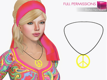 Full Perm Non-rigged Mesh Retro Boho Peace Sign Pendant Cord Necklace
