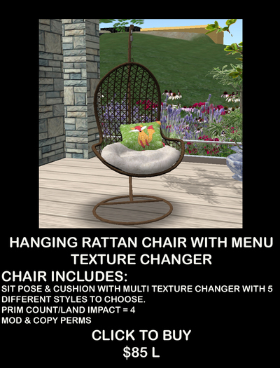 HANGING RATTTAN CHAIR  (BOXED)