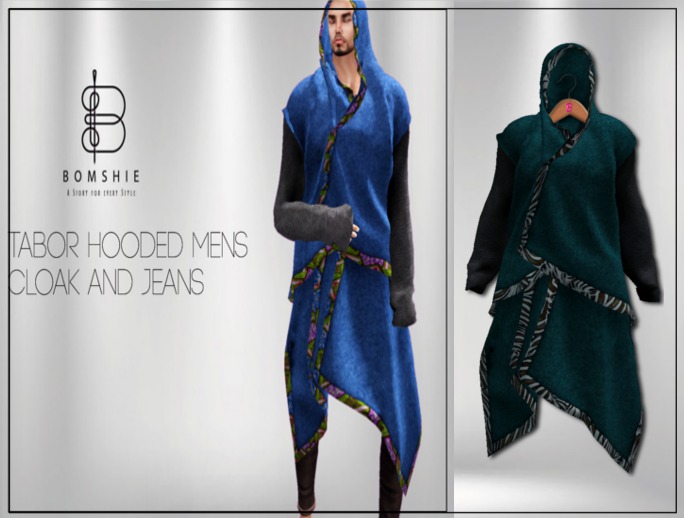 <*>B<*> Tabor Emerald Mens Hoodied Cloak