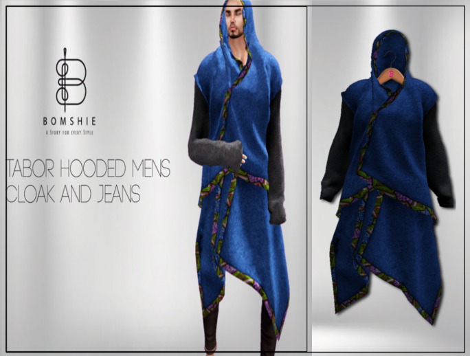 <*>B<*> Tabor Cobalt Mens Hoodied Cloak
