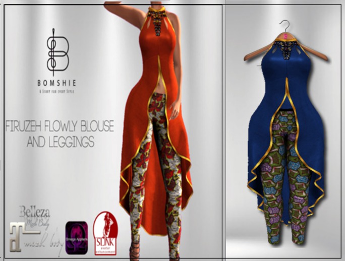 <*>B<*> Firuzeh Cobalt Long Blouse W/ Leggings