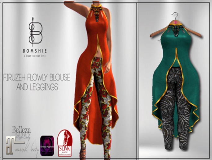 <*>B<*> Firuzeh Emerald  Long Blouse W/ Leggings
