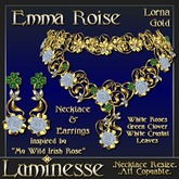 EMMA ROISE Lorna Necklace & Earrings Set PMESH - White Green White Gold