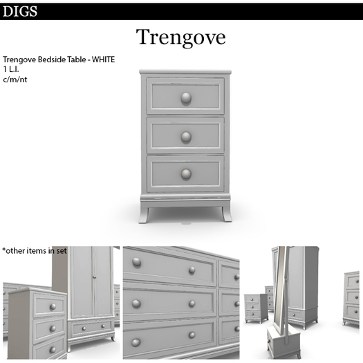 DIGS - Trengove Bedside Table - White