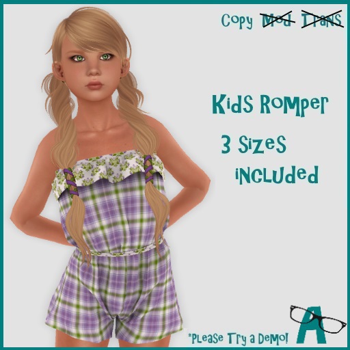 {-A-} Romper - Plaid w/ Tulips