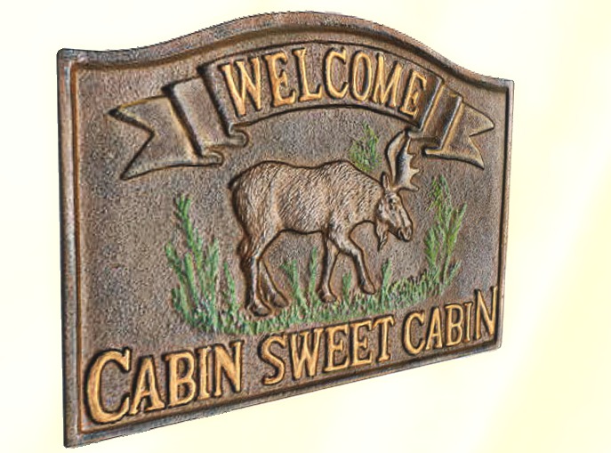 Metal Moose Cabin Sweet Cabin Sign