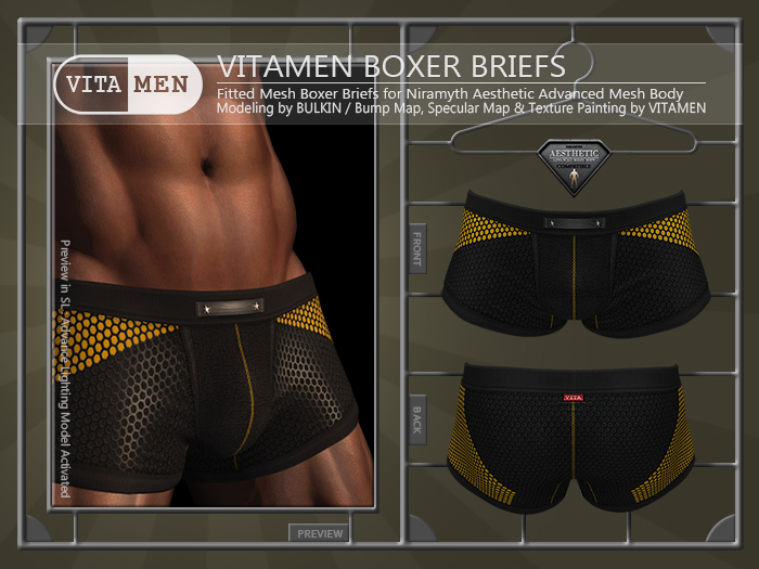 VITAMEN:Boxer for Aesthetic:Dots_Black-Yellow (wear to unpack)