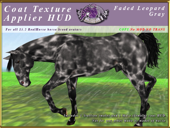 *E* RealHorse Coat Texture HUD [BOXED] Faded Leopard Gray