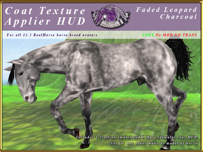 *E* RealHorse Coat Texture HUD [BOXED] Faded Leopard Charcoal