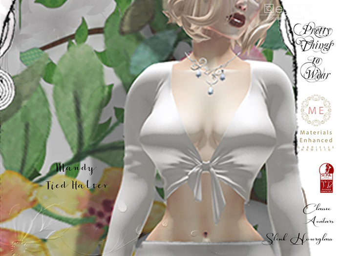 .::Pretty Things::. Mandy Tied Halter Silver Cream