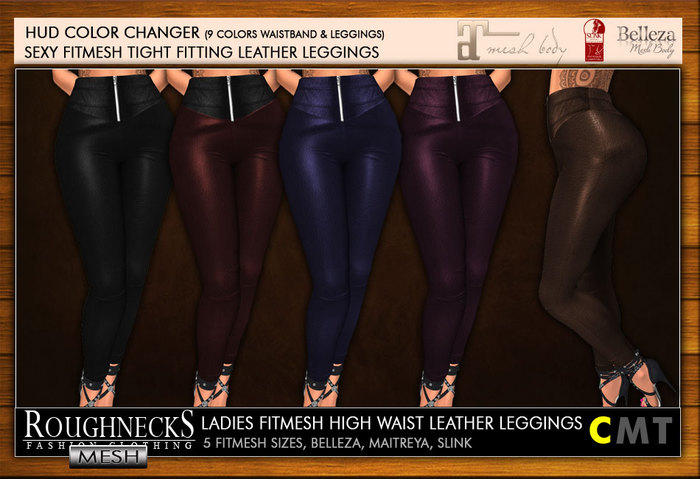 RN Ladies Mesh High Waist Leather Leggings