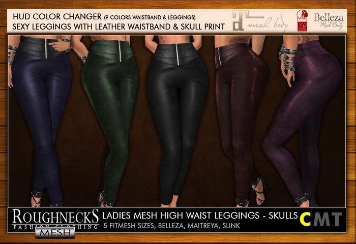 RN Ladies Mesh High Waist Leggings - Skulls