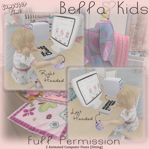 [:Bella Kids:] Computer Time Animations ~ FULL PERM (Wear Me)
