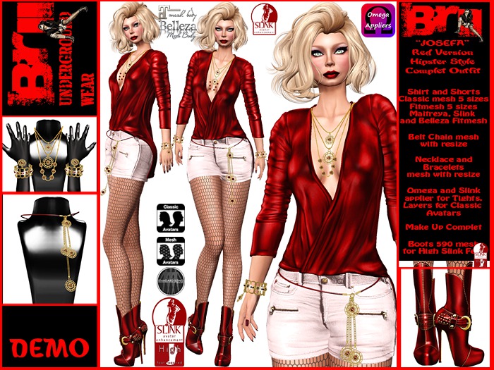 **JOSEFA RED VERSION HIPSTER STYLE COMPLET OUTFIT **