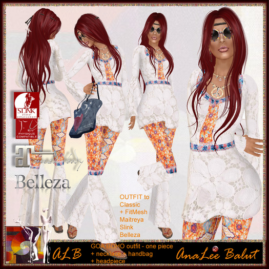 Second Life Marketplace ALB GOA BOHO outfit 1 piece mesh SLink