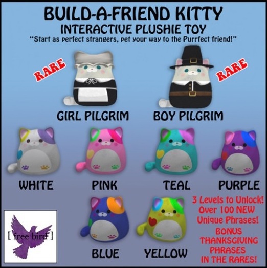 [ free bird ] Build-a-Friend Girl Pilgrim Kitty RARE