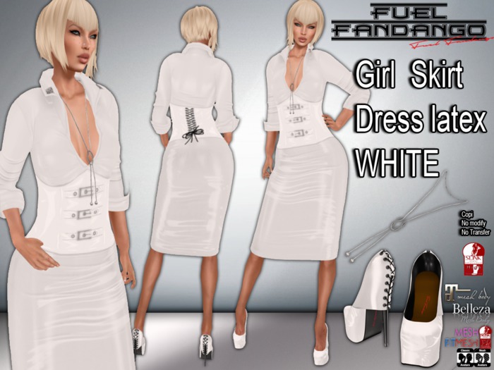 Girl Skirt Dress latex white