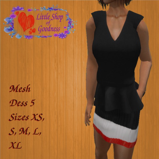 Black Peplum Dress With Pleated Skirt Mesh