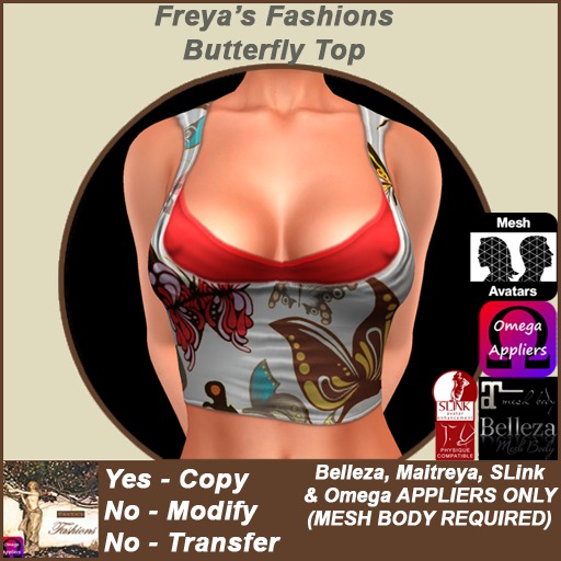 Freya's Fashions Butterfly Top
