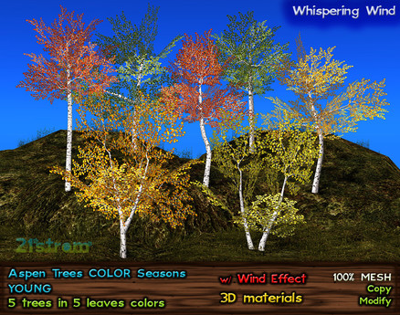 Second Life Marketplace Aspen Trees Young 5 Mesh Color Second Life Marketplace Aspen Trees