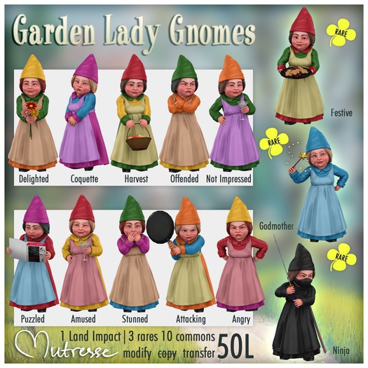 Mutresse - Godmother - Garden Lady Gnomes - RARE