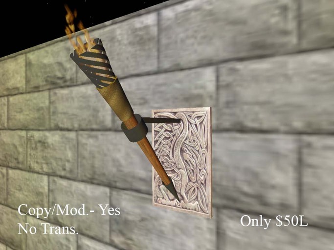 Castle Wall Torch with White Stone