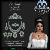 [FPI] Carissa Emerald - Elegant Jewelry set: Necklace, Tiara, Bracelets, Earrings, Hair Sticks