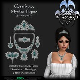 [FPI] Carissa Mystic Topaz - Elegant Jewelry set: Necklace, Tiara, Bracelets, Earrings, Hair Sticks