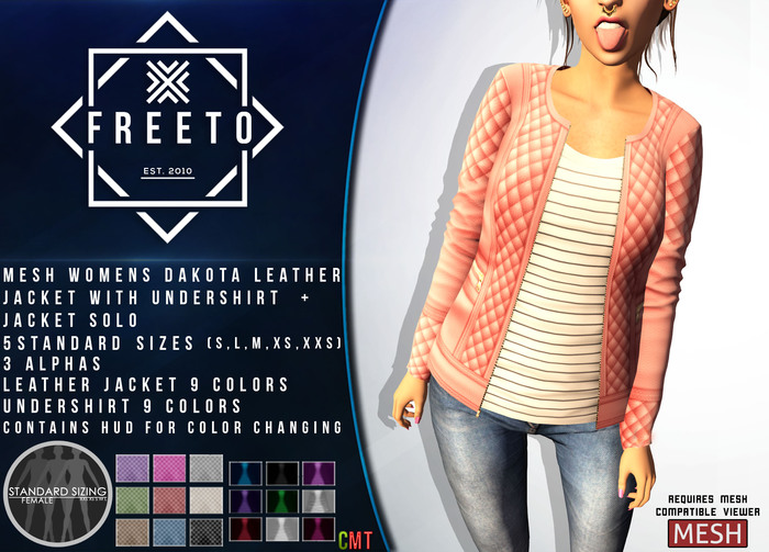 FREETO EST. 2010 - MESH WOMENS DAKOTA LEATHER JACKET + HUD