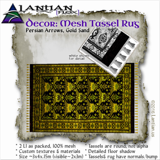 ~L/Fx~Mesh Tassel Rug - Persian Arrows, Gold Sand MCtbox