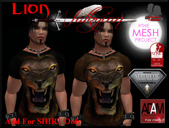 ~Valkyrian~Mens Lion- black/Brown TSHIRT (BOXED)