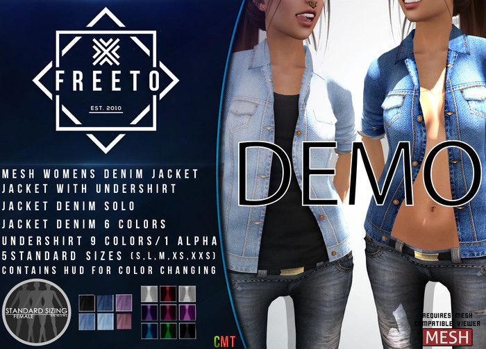FREETO EST. 2010 - DEMO Womens Jacket DENIM&Undershirt w/HUD
