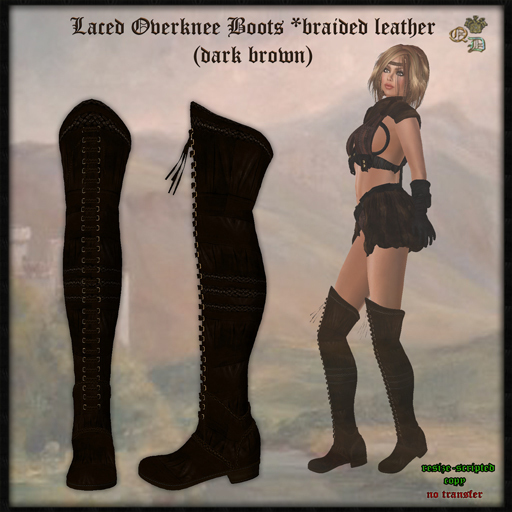 Laced Overknee Boots *braided leather(dark brown)