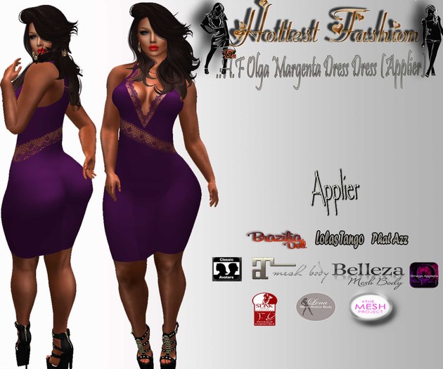 .:H.F Olga Margenta Dress (Applier)
