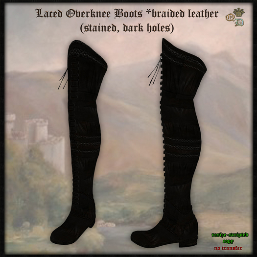 Laced Overknee Boots -stained, dark holes