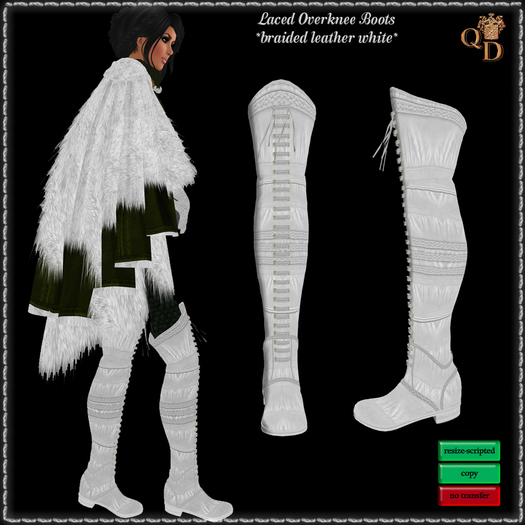 Laced Overknee Boots (white leather braided) 