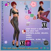high waist d. gray pants and gray top