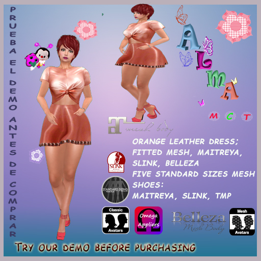 leather dress orange