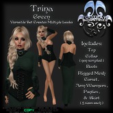 [FPI] Trina Green - Versatile Set Creates Multiple Looks: Top, Coreset, Boots, Warmers, Skirt, Panties, Collar