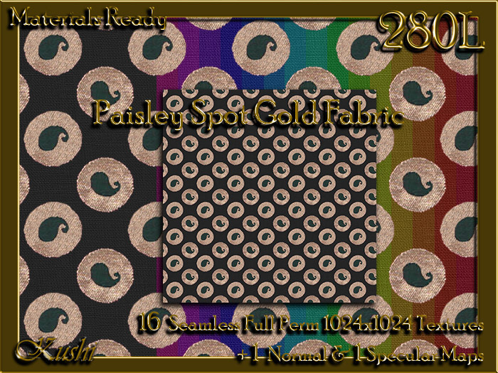 Paisley Spot GOLD Fabric Seamless Textures metallic gilt 