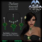 [FPI] Aelan Emerald - Lovely Rose & Gemstone Drop Jewelry Set with Necklace, Earrings & Belly Piercing