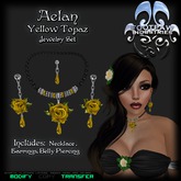 [FPI] Aelan Yellow Topaz - Lovely Rose & Gemstone Drop Jewelry Set with Necklace, Earrings & Belly Piercing