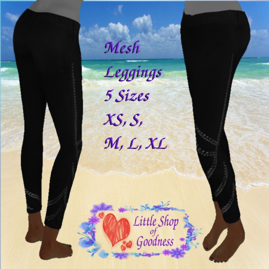 Silver Studded Black Leggings - Mesh