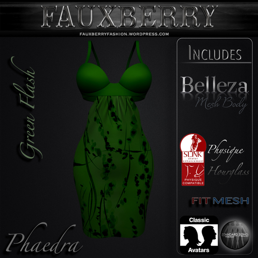 ::FAUXBERRY:: Phaedra Dress - GREEN FLASH [BAGGED]