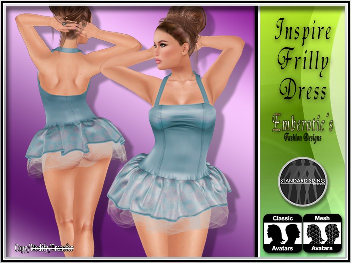 Inspire Frilly Dress Turquoise