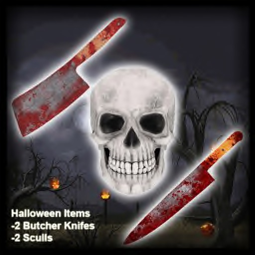 Halloween Items-2 Knifes & Sculls - Halloween Items - Halloween 