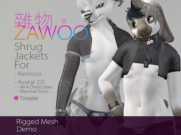 Second Life Marketplace - [ZaWoo] (DEMO) Shrug Jacket for Kemono