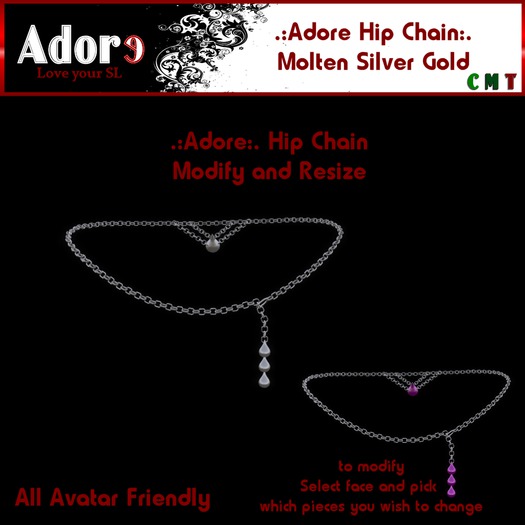 .:Adore:. Hip Chain Belt - Molten Silver
