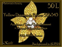 Yellow Diamonds Flower 512x543 Applique / Jewel/Embellishment/Trim with Alpha Full Perms Materials Ready