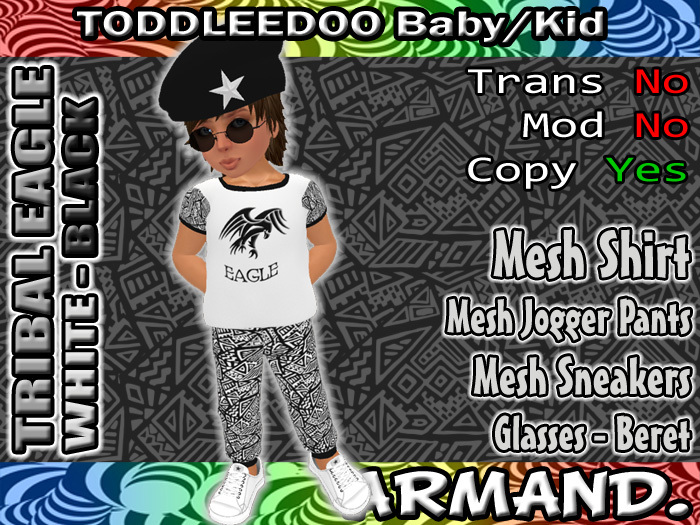 --ARMAND-- TRIBAL EAGLE - WHITE-BLACK